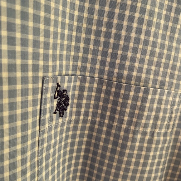 US Polo Association Casual Button Down - Men’s 16 34/35 Blue White - Picture 4 of 7